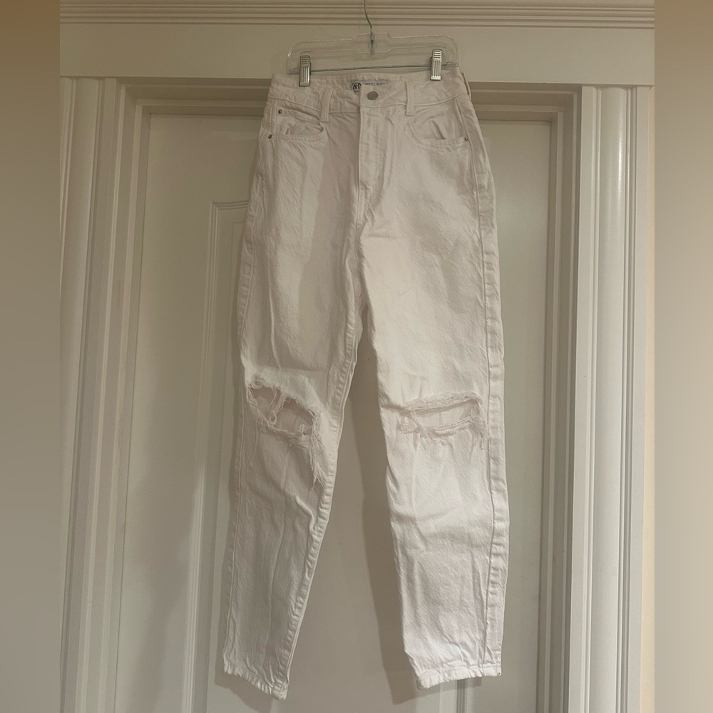 Zara White Straight Leg Jeans